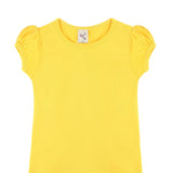 Girls' Basic Cotton T-Shirt  Short Puff Sleeve Crewneck / 5 to 7 Years LILAX