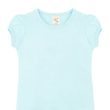 Girls' Basic Cotton T-Shirt  Short Puff Sleeve Crewneck / 5 to 7 Years LILAX