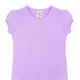 Girls' Basic Cotton T-Shirt  Short Puff Sleeve Crewneck / 5 to 7 Years LILAX