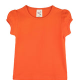 Girls' Basic Cotton T-Shirt  Short Puff Sleeve Crewneck / 5 to 7 Years LILAX