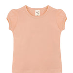 Girls' Basic Cotton T-Shirt  Short Puff Sleeve Crewneck / 5 to 7 Years LILAX