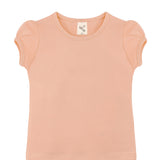 Girls' Basic Cotton T-Shirt  Short Puff Sleeve Crewneck / 5 to 7 Years LILAX