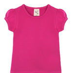 Girls cotton basic solid crewneck puff sleeve t-shirt; best for baby girl clothes & christmas gift ideas