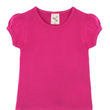 Girls' Basic Cotton T-Shirt  Short Puff Sleeve Crewneck / 5 to 7 Years LILAX