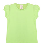 Girls' Basic Cotton T-Shirt  Short Puff Sleeve Crewneck / 5 to 7 Years LILAX