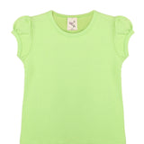 Girls' Basic Cotton T-Shirt  Short Puff Sleeve Crewneck / 5 to 7 Years LILAX