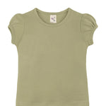 Girls' Basic Cotton T-Shirt  Short Puff Sleeve Crewneck / 5 to 7 Years LILAX