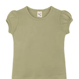 Girls' Basic Cotton T-Shirt  Short Puff Sleeve Crewneck / 5 to 7 Years LILAX