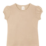 Girls' Basic Cotton T-Shirt  Short Puff Sleeve Crewneck / 5 to 7 Years LILAX