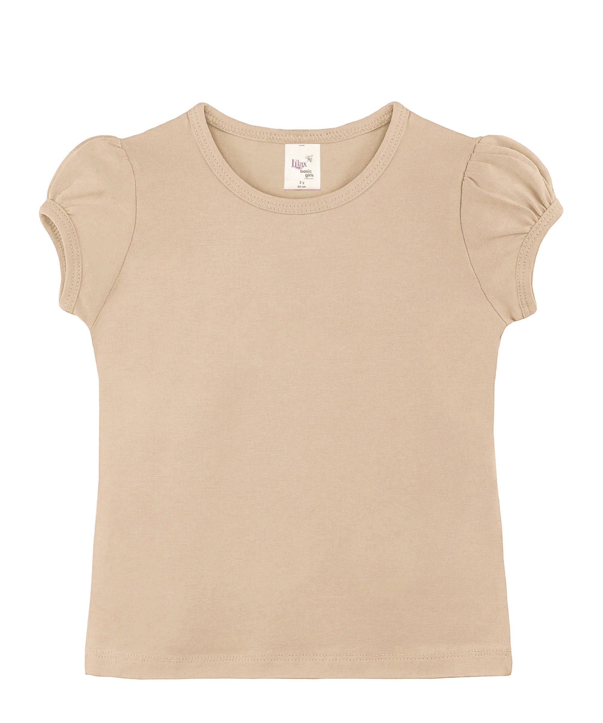 Girls cotton basic solid crewneck puff sleeve t-shirt; best for baby girl clothes & christmas gift ideas