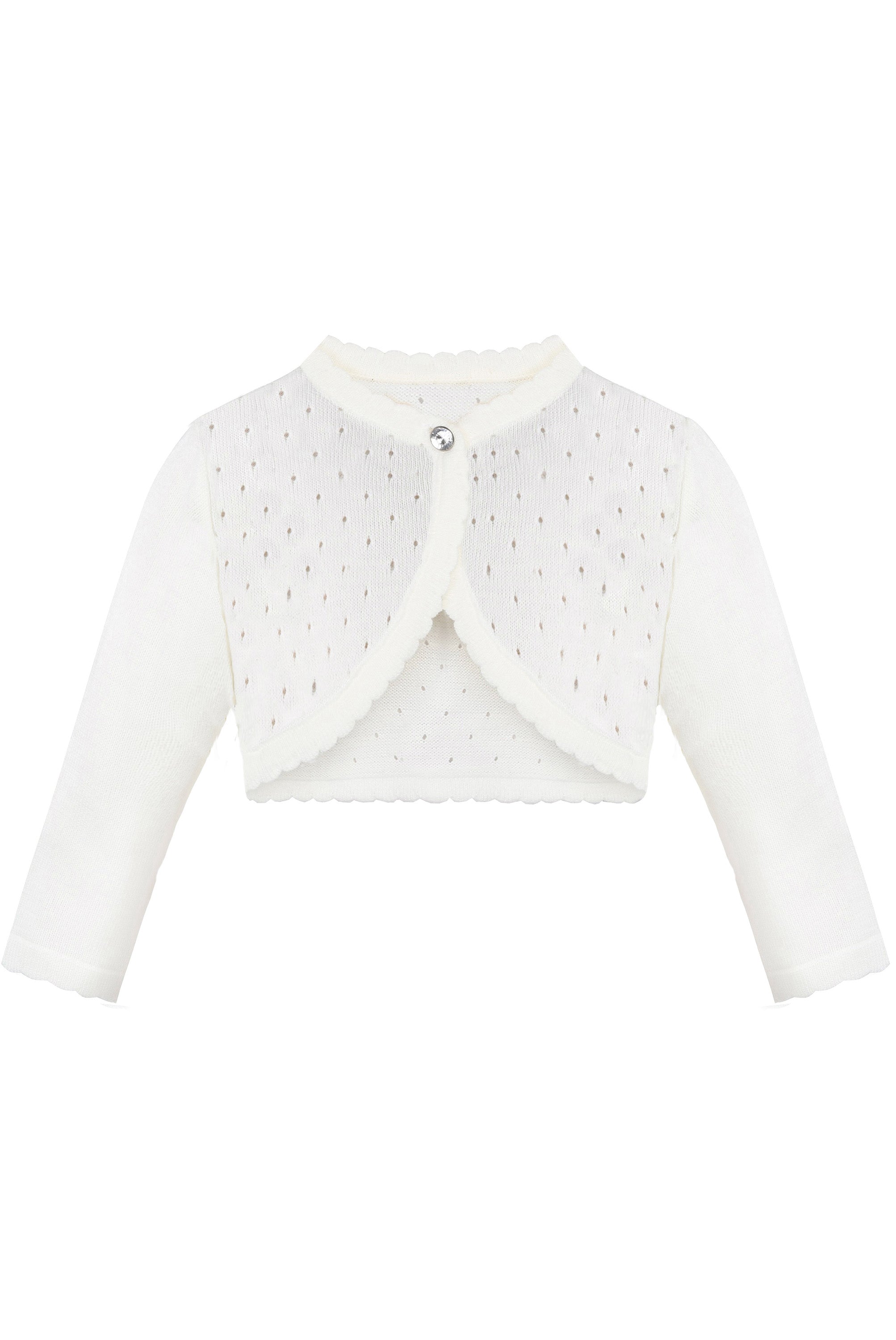 Baby Girls' Long Sleeve Knit One Button Closure Bolero Shrug