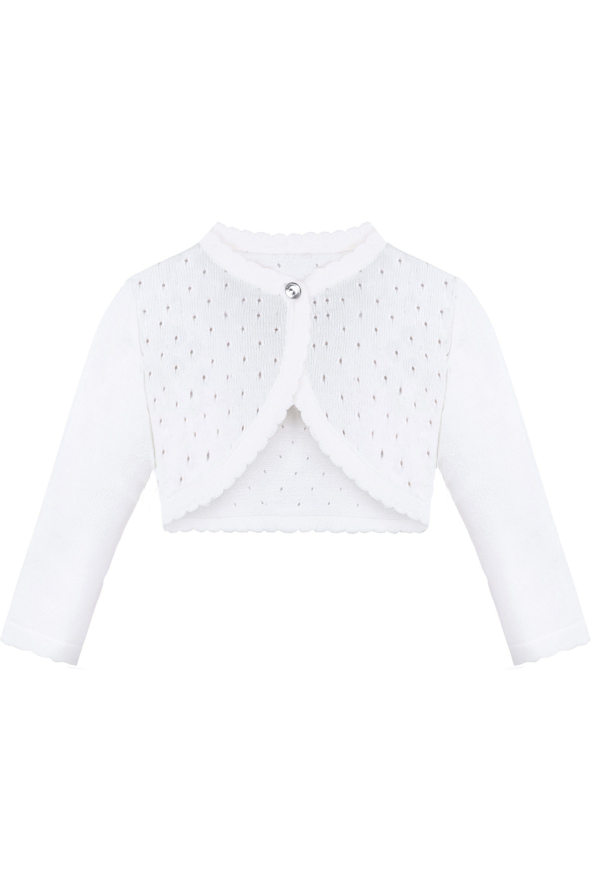 Baby Girls' Long Sleeve Knit One Button Closure Bolero Shrug