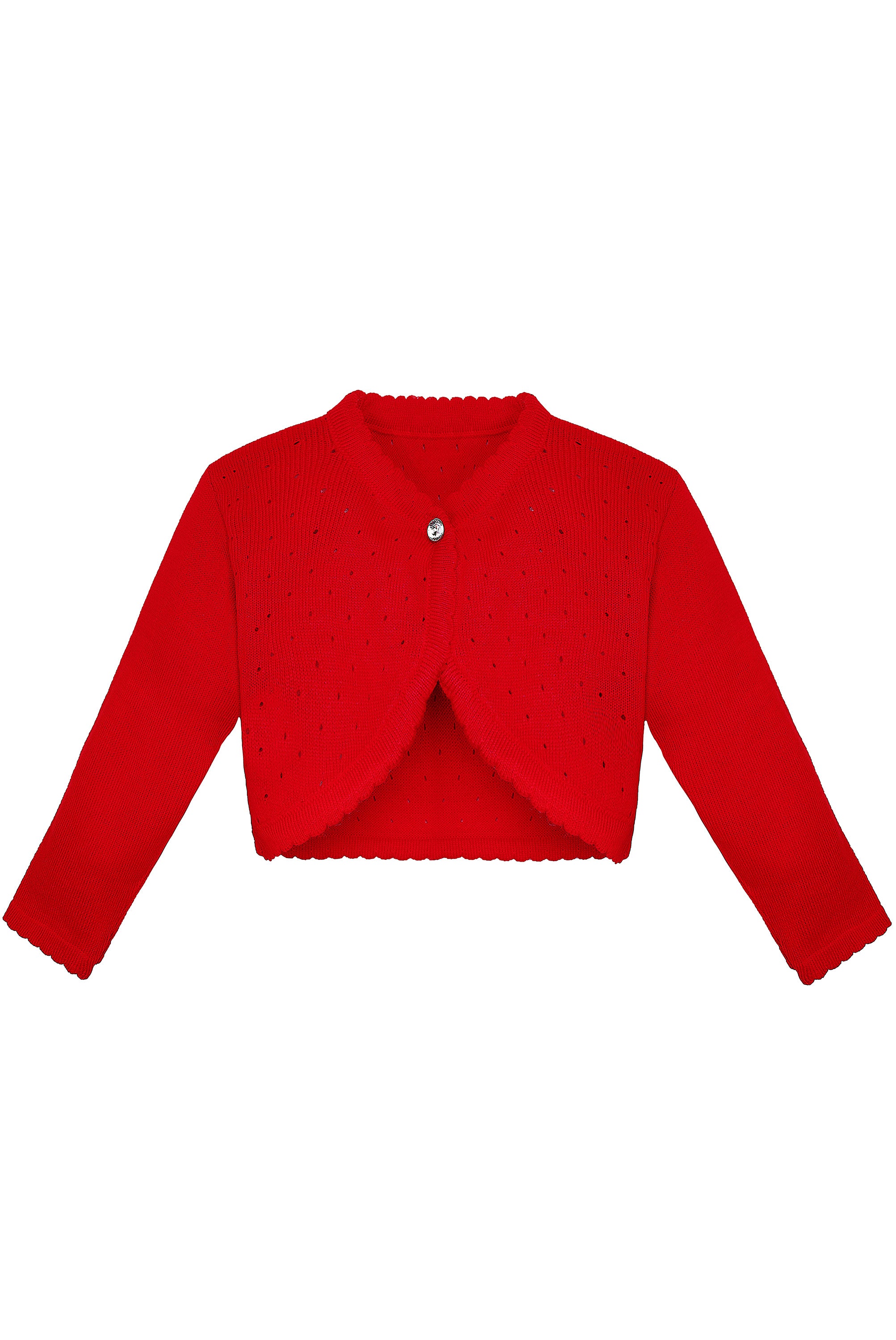 Baby girls knit long sleeve curved edged bolero shrug cardigan; perfect for christmas gift ideas