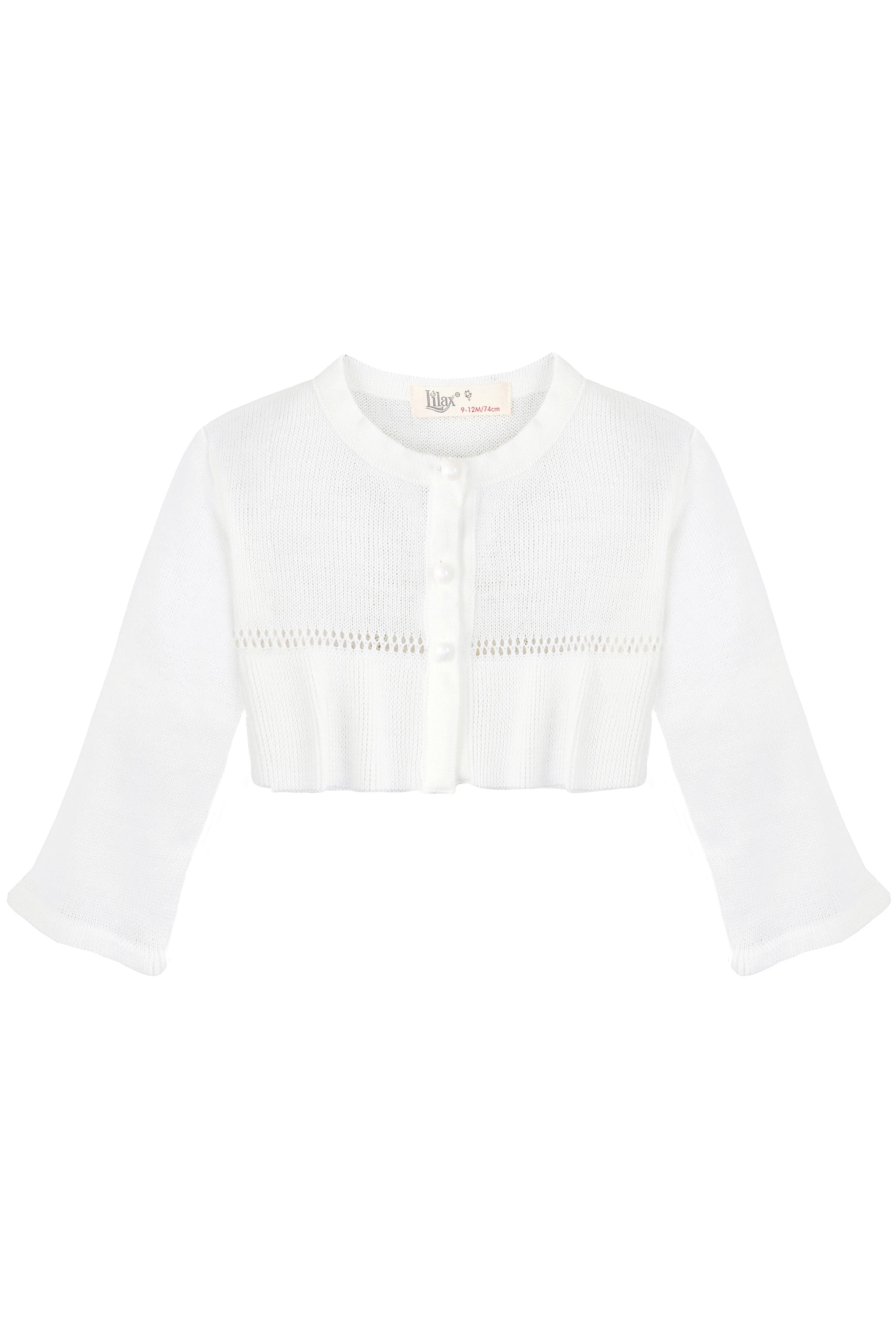 Baby Girls' Long Sleeve Knit One Button Closure Bolero Shrug