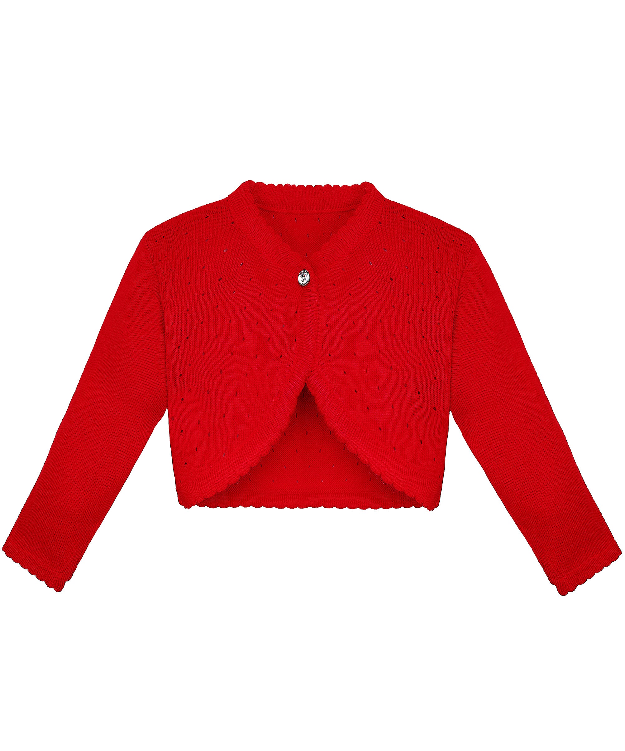 Baby girls knit long sleeve curved edged bolero shrug cardigan; perfect for christmas gift ideas 