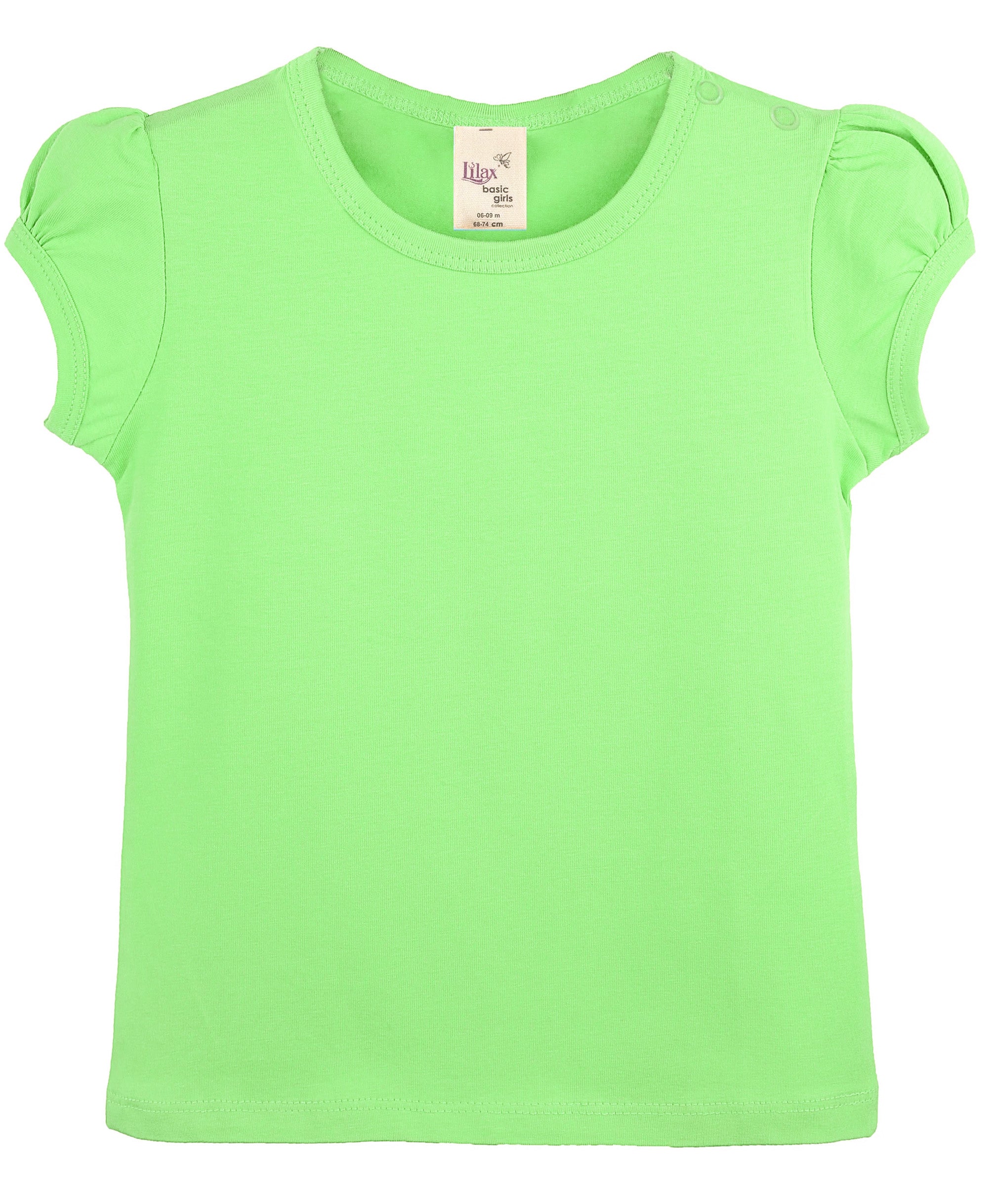 Girls cotton basic solid crewneck puff sleeve t-shirt; best for baby girl clothes & christmas gift ideas