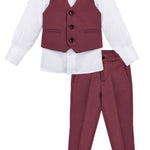 Boys 4 piece tuxedo suit with shirt, pants, vest and bow tie; perfect for baby boy clothes & christmas gift ideas  