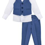 Boys 4 piece tuxedo suit with shirt, pants, vest and bow tie; perfect for baby boy clothes & christmas gift ideas  