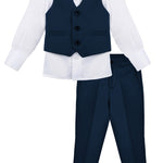 Boys 4 piece tuxedo suit with shirt, pants, vest and bow tie; perfect for baby boy clothes & christmas gift ideas  