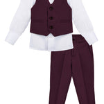 Boys Formal 4 Piece Dress Shirt Pants and Tie and Vest Suit Set LILAX