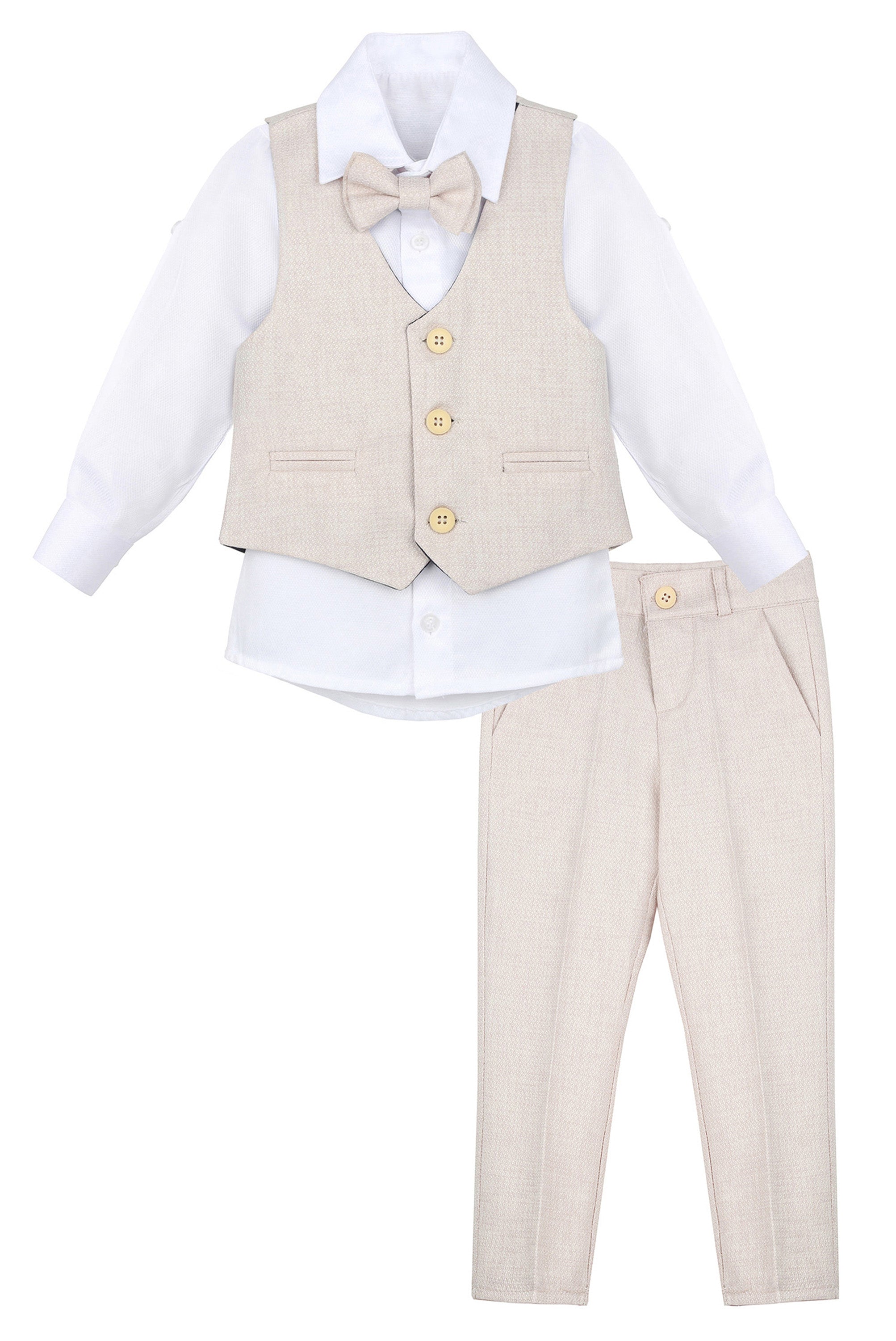 Boys Formal Suit 4 Piece Vest Pants and Tie Dresswear Set / Toddler LILAX