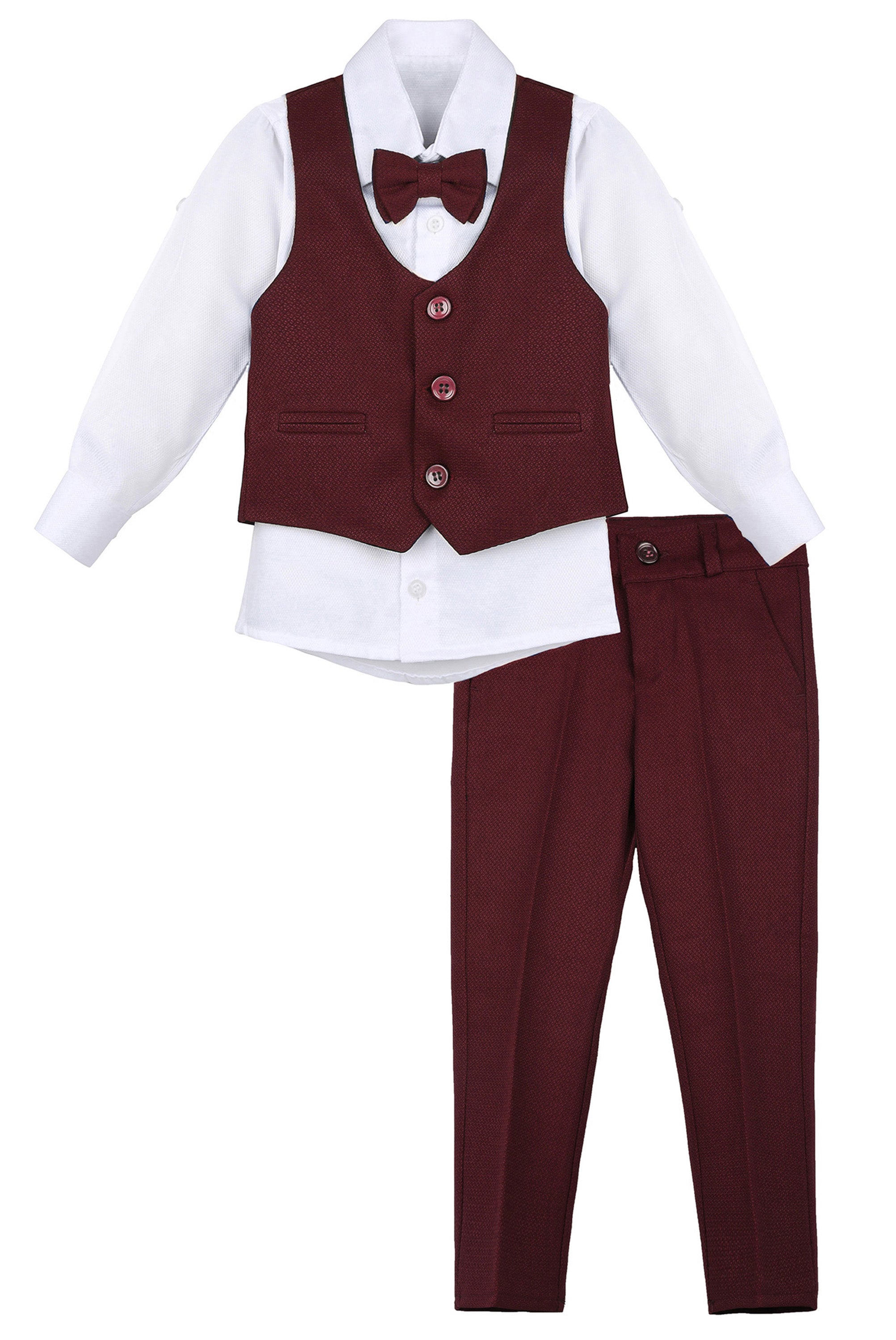 Boys Formal Suit 4 Piece Vest Pants and Tie Dresswear Set / Toddler LILAX