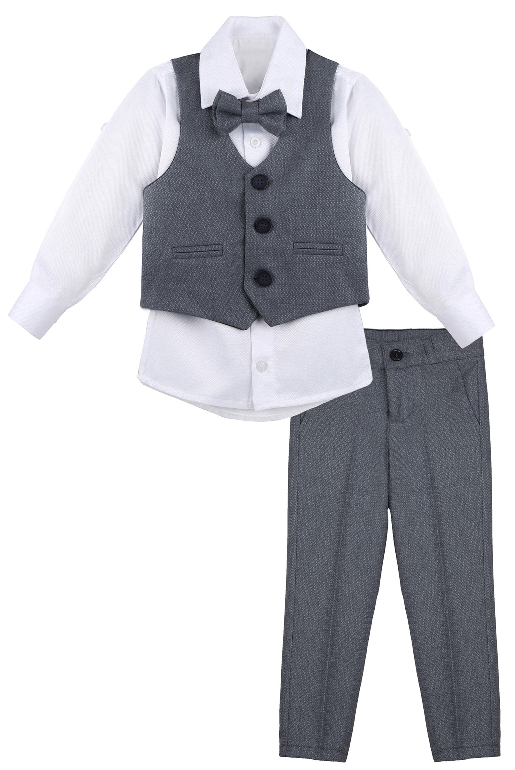 Boys Formal Suit 4 Piece Vest Pants and Tie Dresswear Set / Toddler LILAX