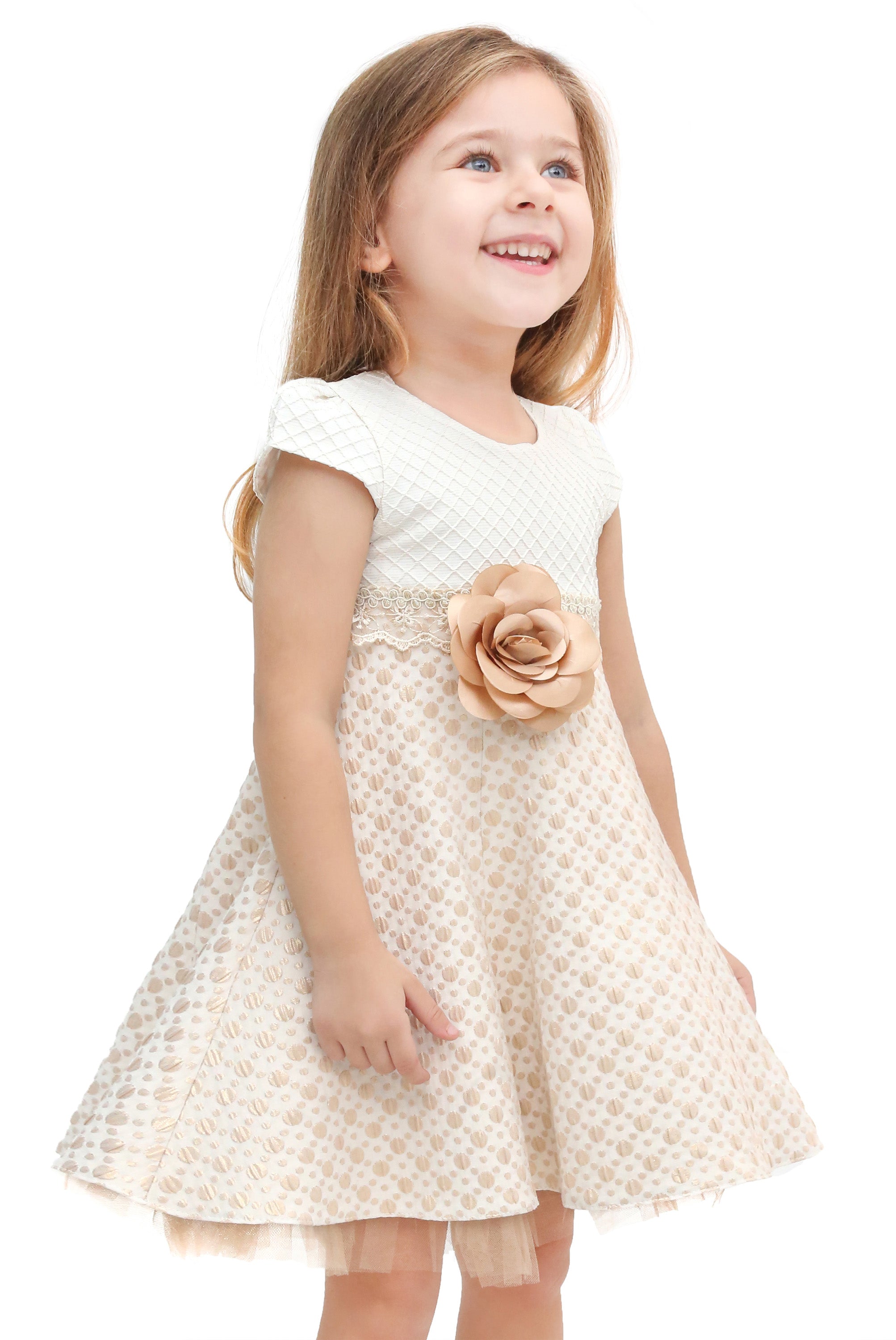 Little Girls' Sparkle Timeless Elegance Polka Dot Twirl Dress LILAX