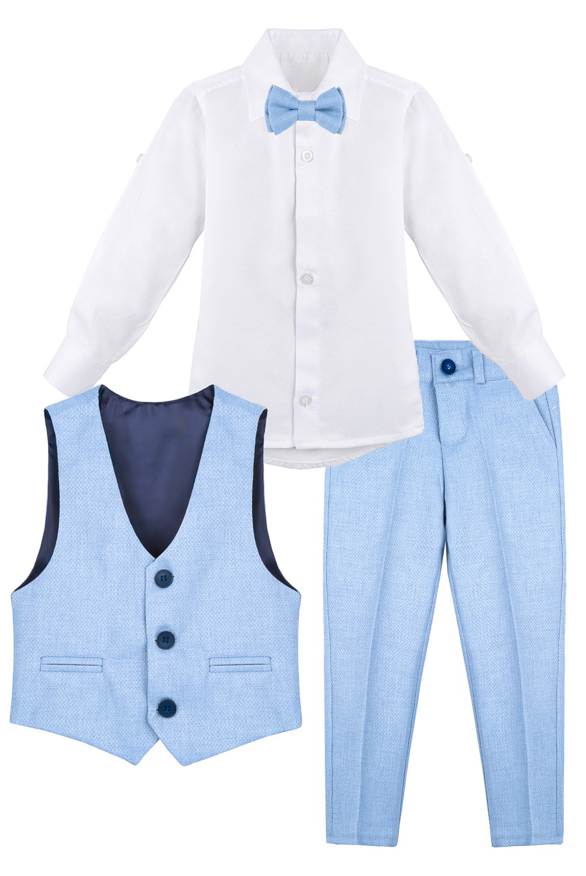 Boys Formal Suit 4 Piece Vest Pants and Tie Dresswear Set / Toddler LILAX