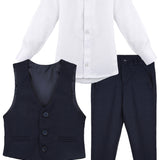 Boys Formal Suit 4 Piece Vest Pants and Tie Dresswear Set / Toddler LILAX