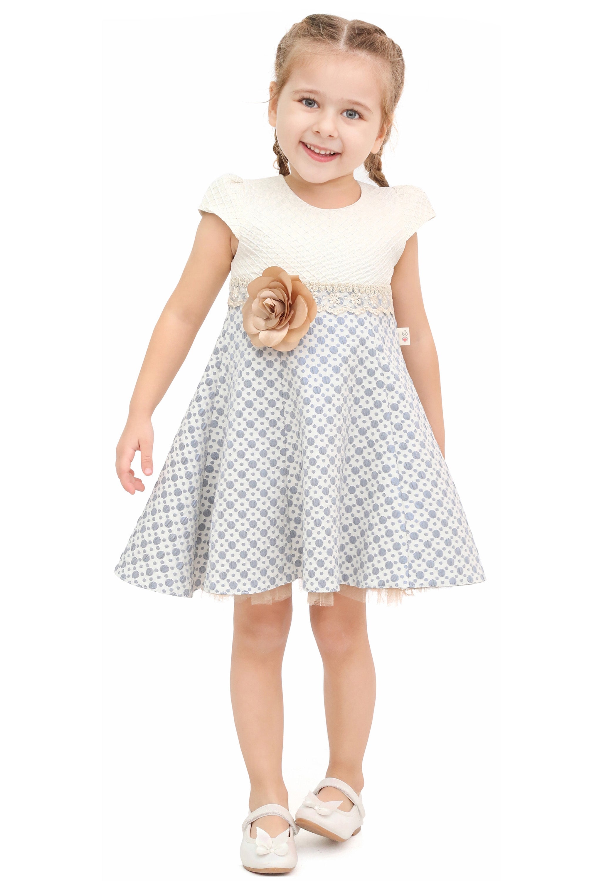 Little Girls' Sparkle Timeless Elegance Polka Dot Twirl Dress LILAX