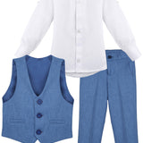 Boys Formal Suit 4 Piece Vest Pants and Tie Dresswear Set / Toddler LILAX