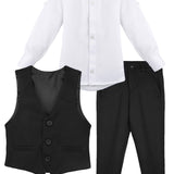 Boys Formal Suit 4 Piece Vest Pants and Tie Dresswear Set / Toddler LILAX