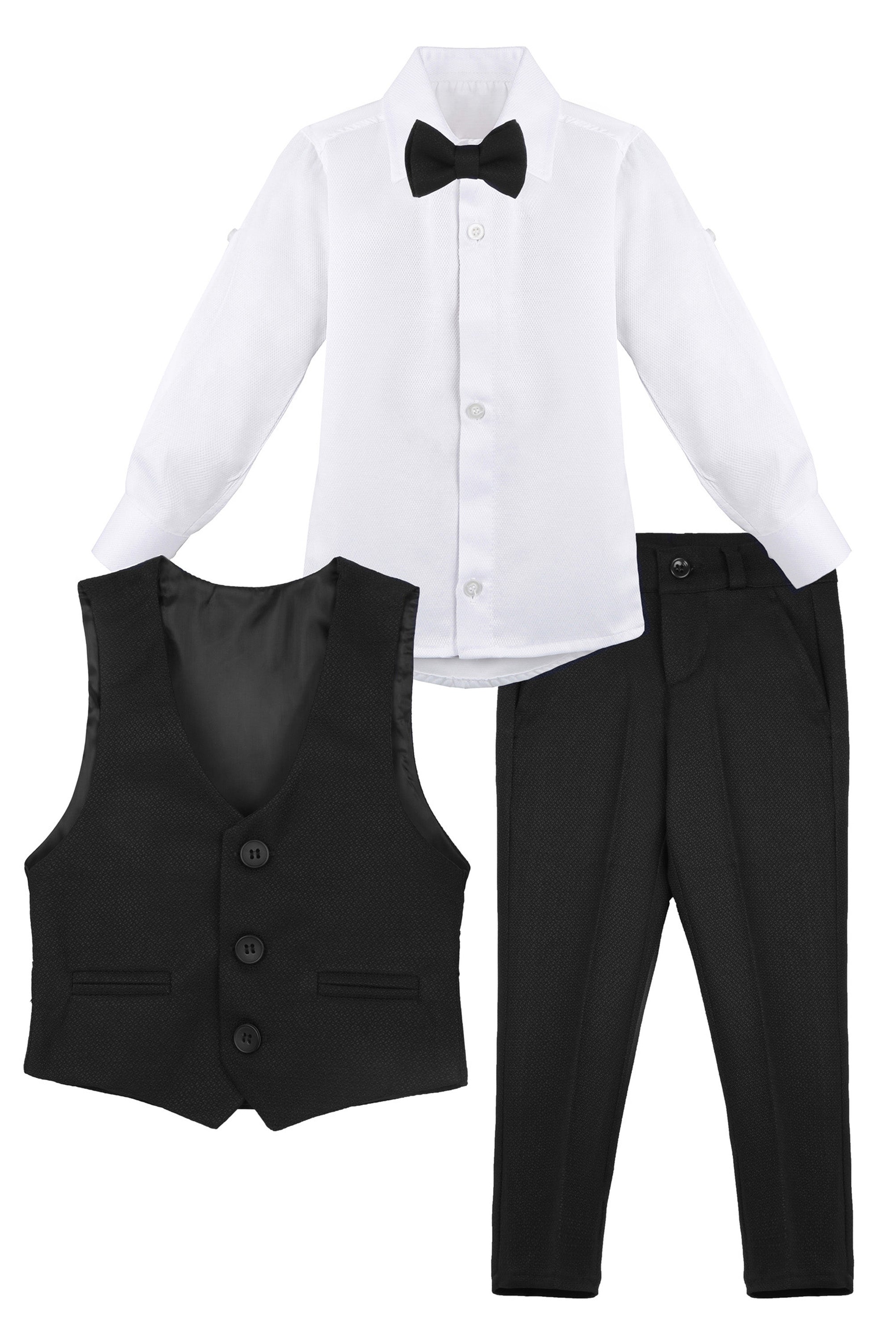 Boys Formal Suit 4 Piece Vest Pants and Tie Dresswear Set / Toddler LILAX