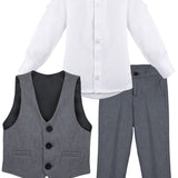 Boys Formal Suit 4 Piece Vest Pants and Tie Dresswear Set / Toddler LILAX