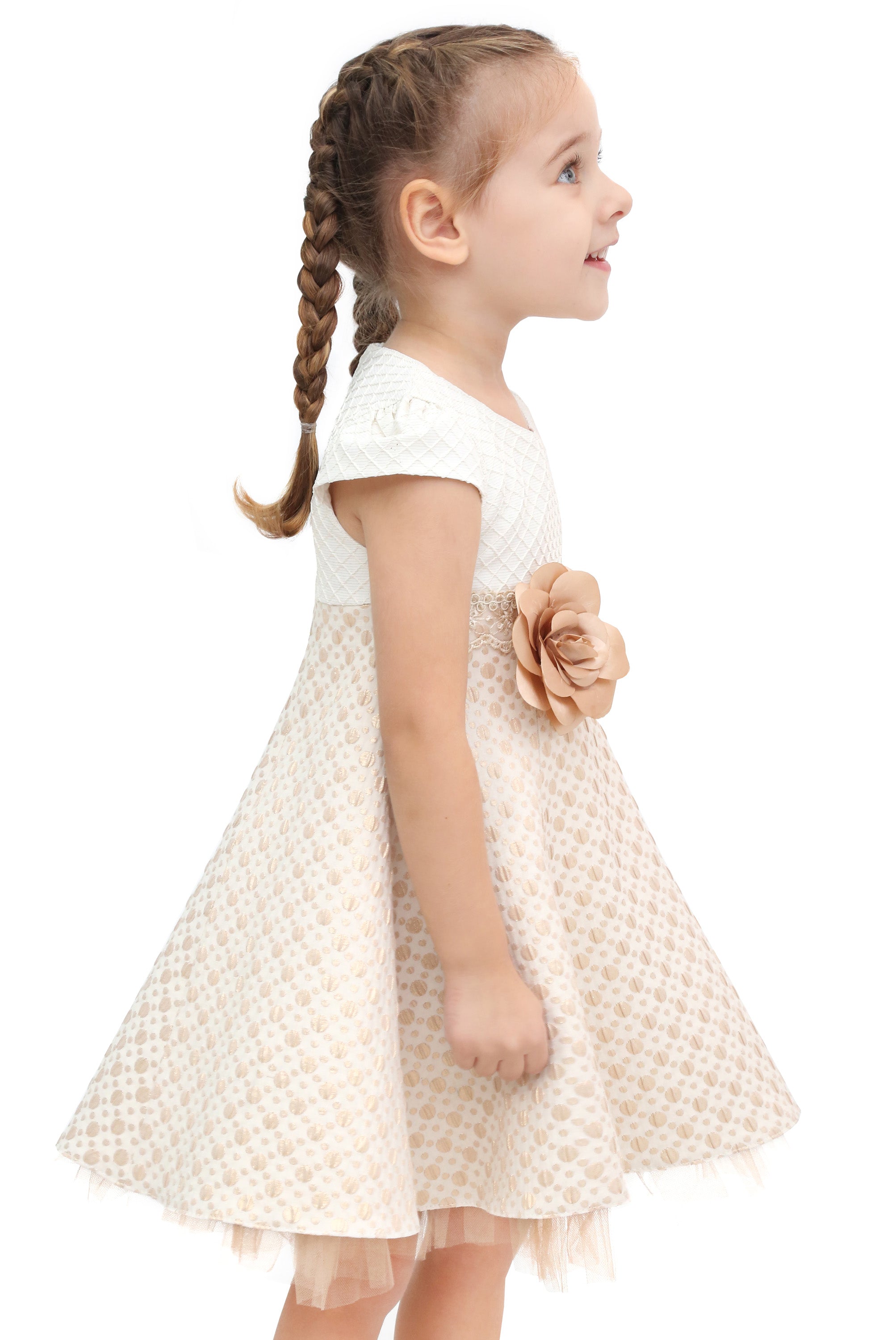 Little Girls' Sparkle Timeless Elegance Polka Dot Twirl Dress LILAX