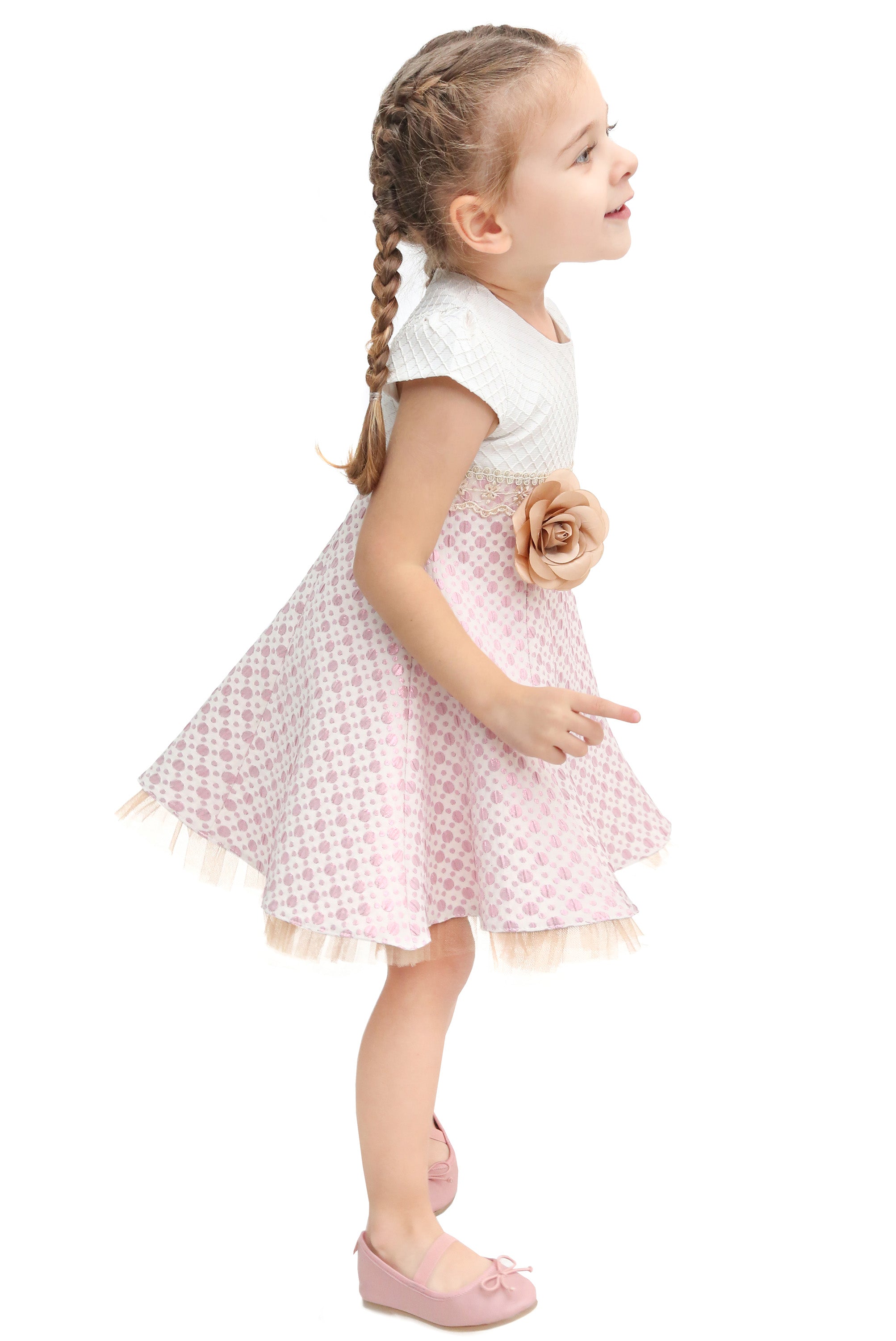 Little Girls' Sparkle Timeless Elegance Polka Dot Twirl Dress LILAX