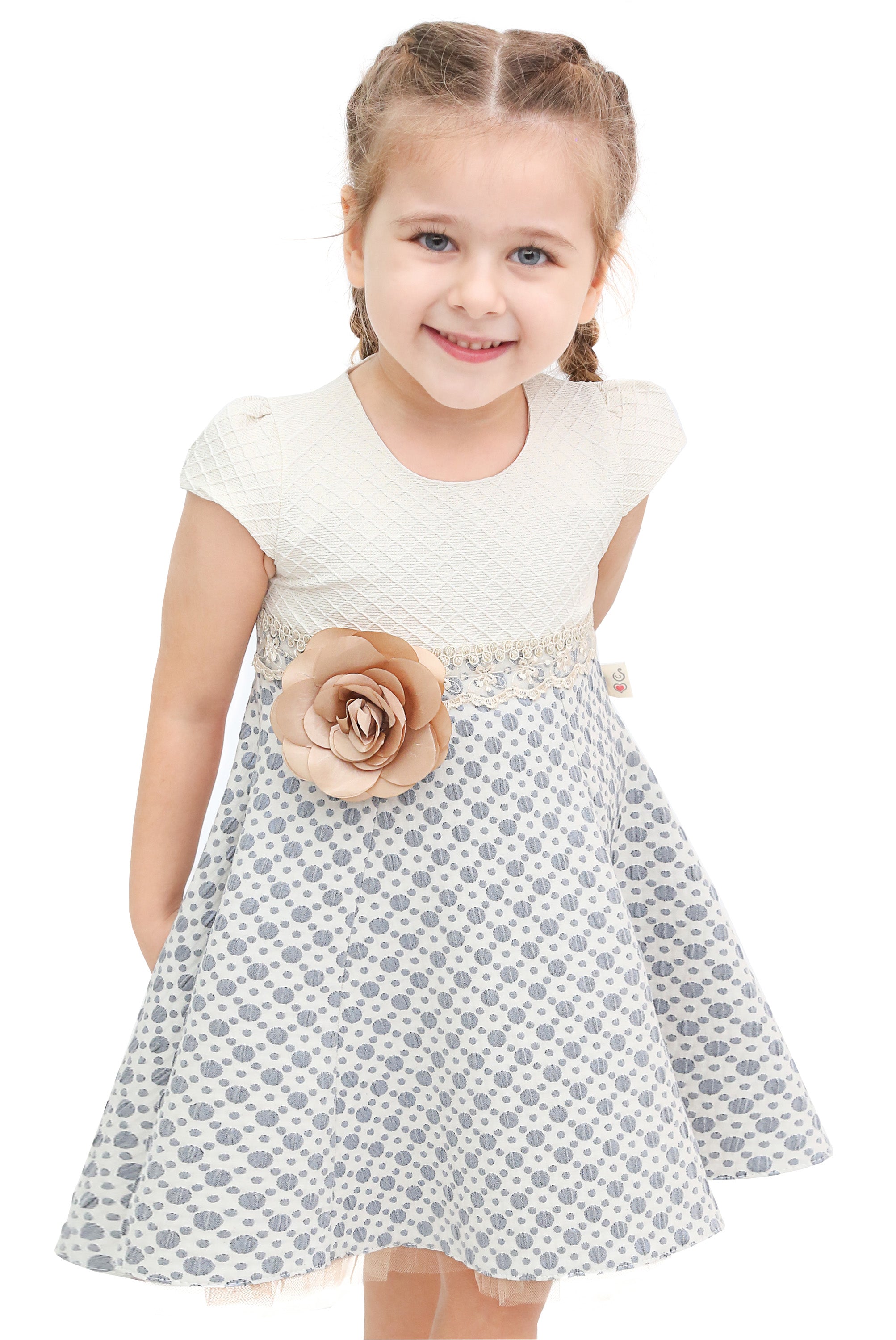 Little Girls' Sparkle Timeless Elegance Polka Dot Twirl Dress LILAX