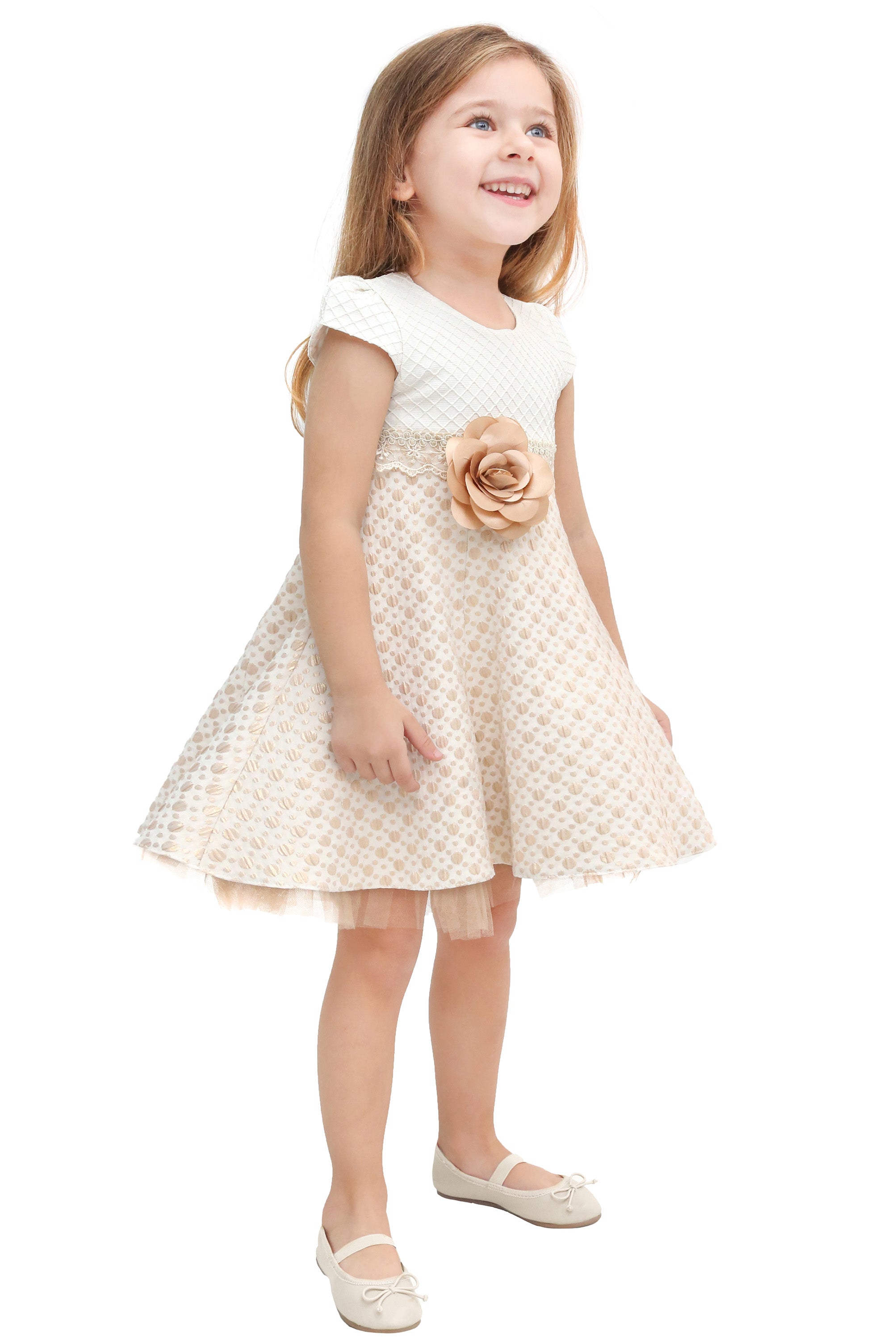 Little Girls' Sparkle Timeless Elegance Polka Dot Twirl Dress LILAX