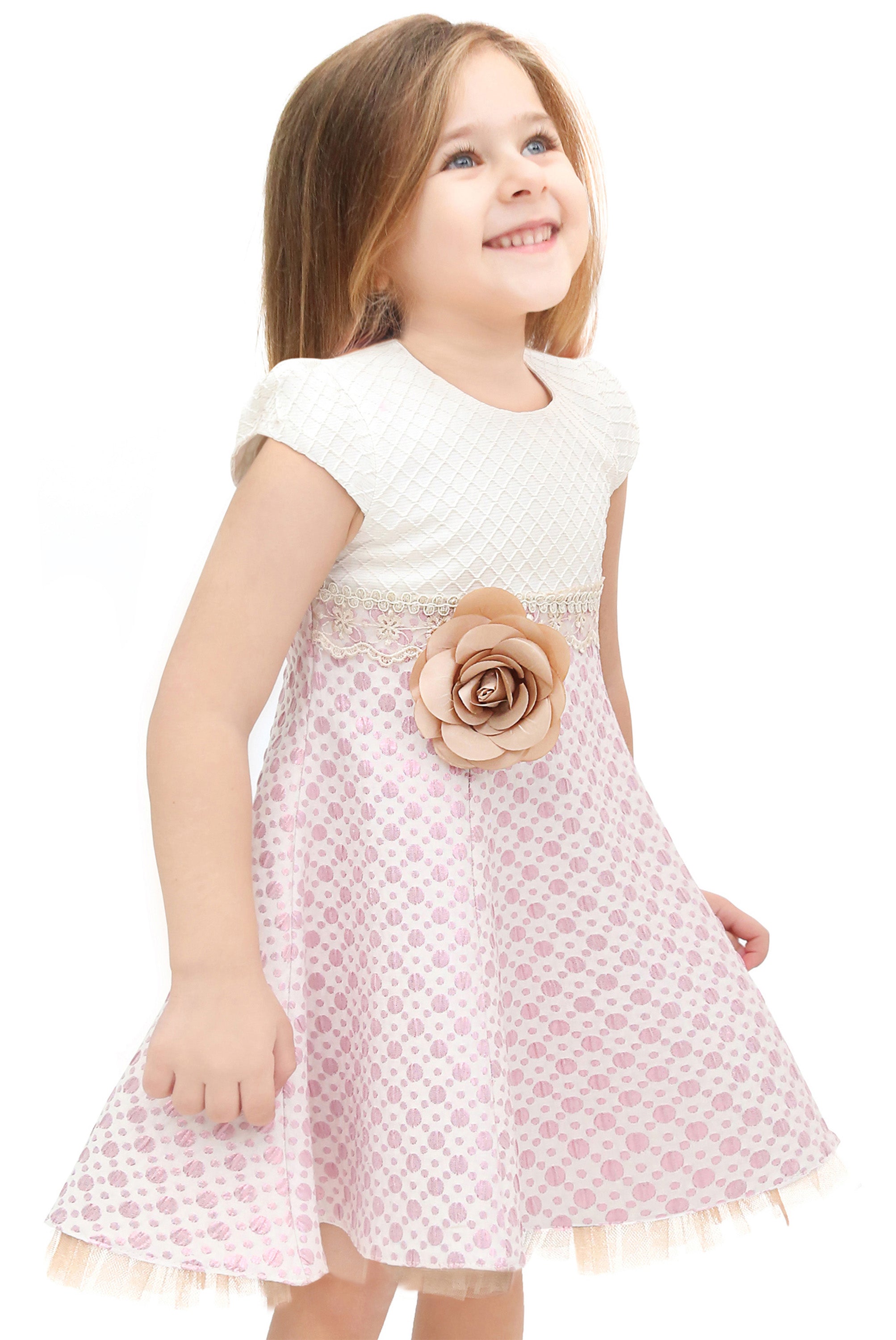 Little Girls' Sparkle Timeless Elegance Polka Dot Twirl Dress LILAX