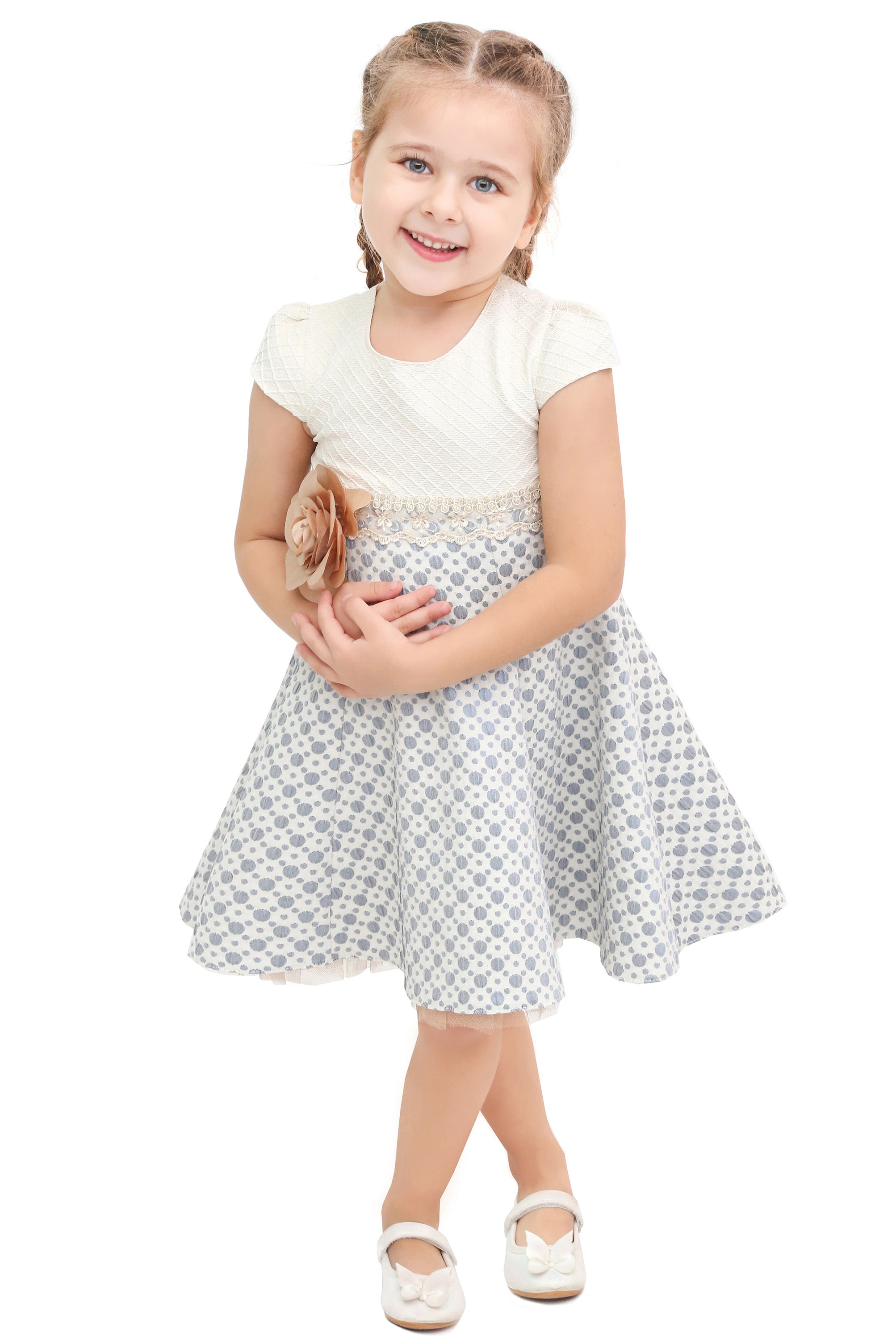 Little Girls' Sparkle Timeless Elegance Polka Dot Twirl Dress LILAX