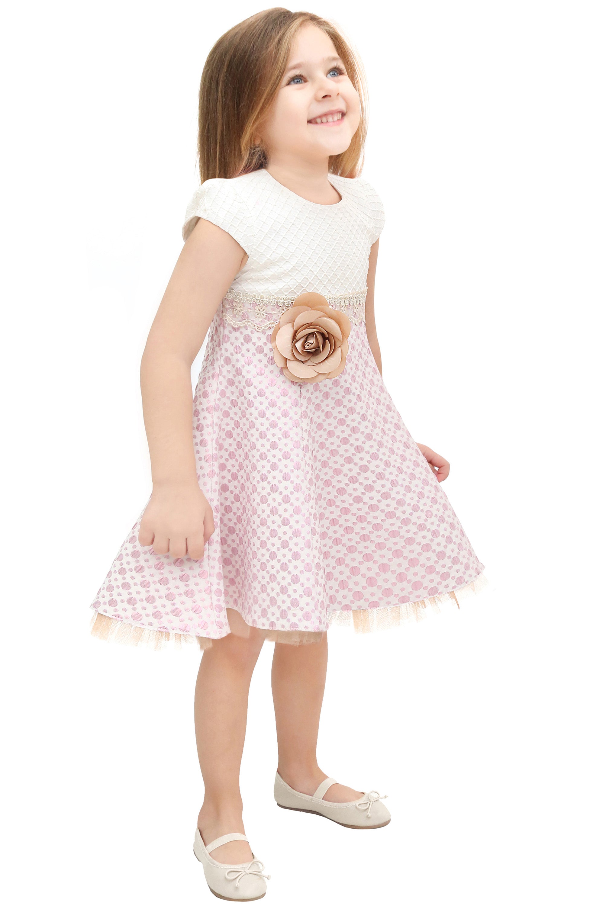 Little Girls' Sparkle Timeless Elegance Polka Dot Twirl Dress LILAX