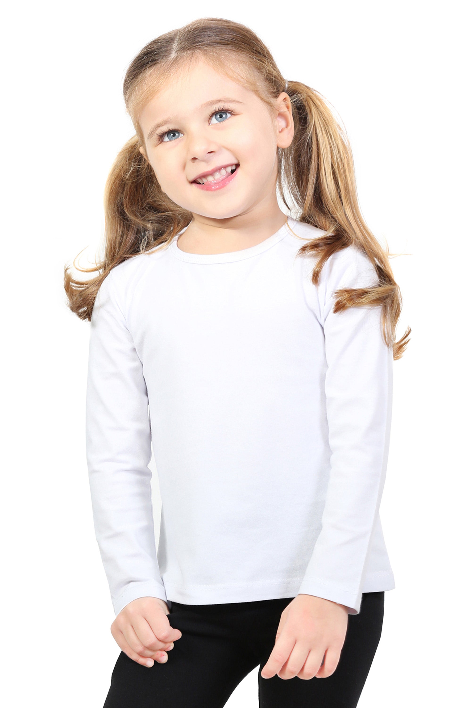 Girls' Basic Crewneck Long Sleeve Cotton T-Shirt / Toddler LILAX