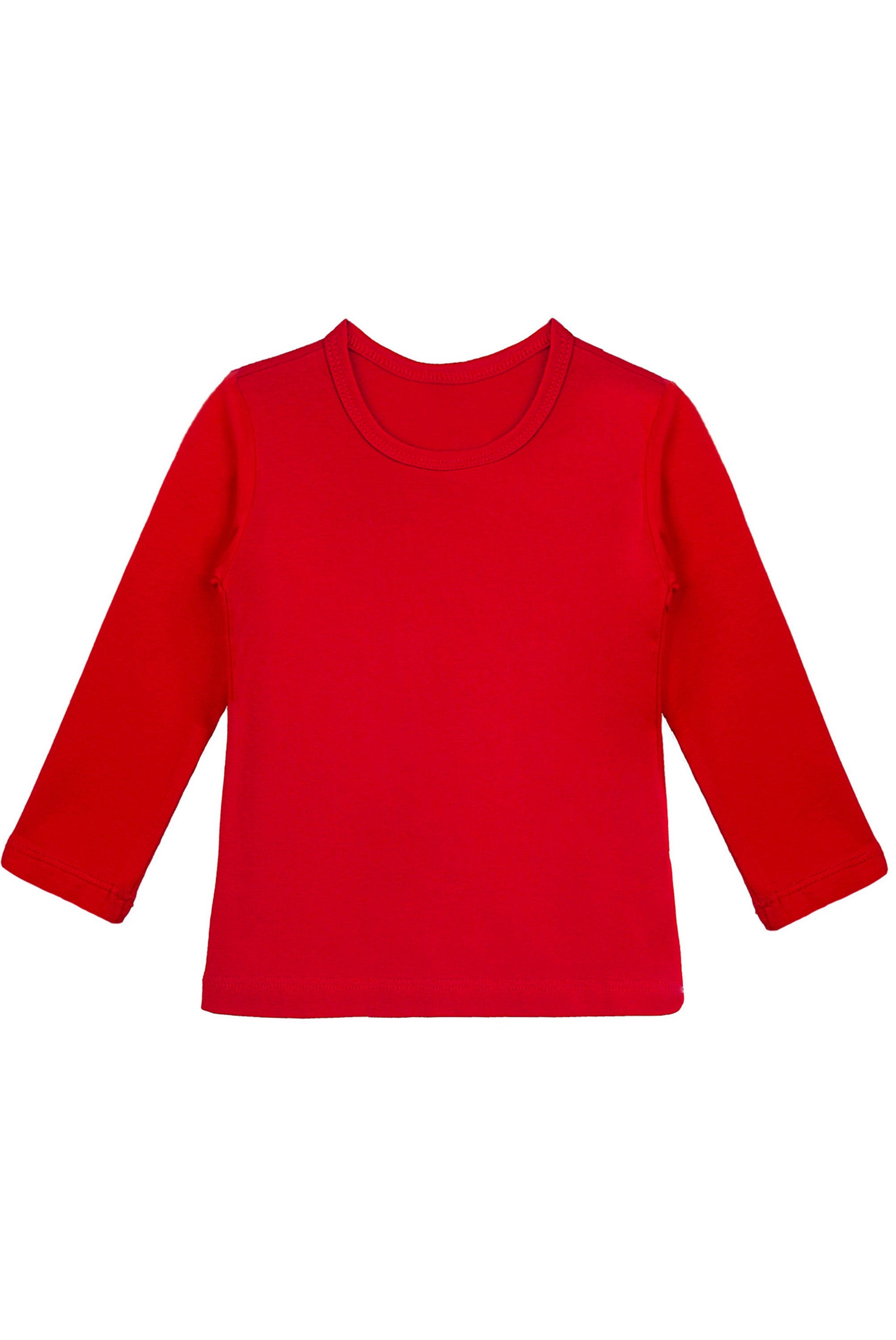 Girls' Basic Crewneck Long Sleeve Cotton T-Shirt