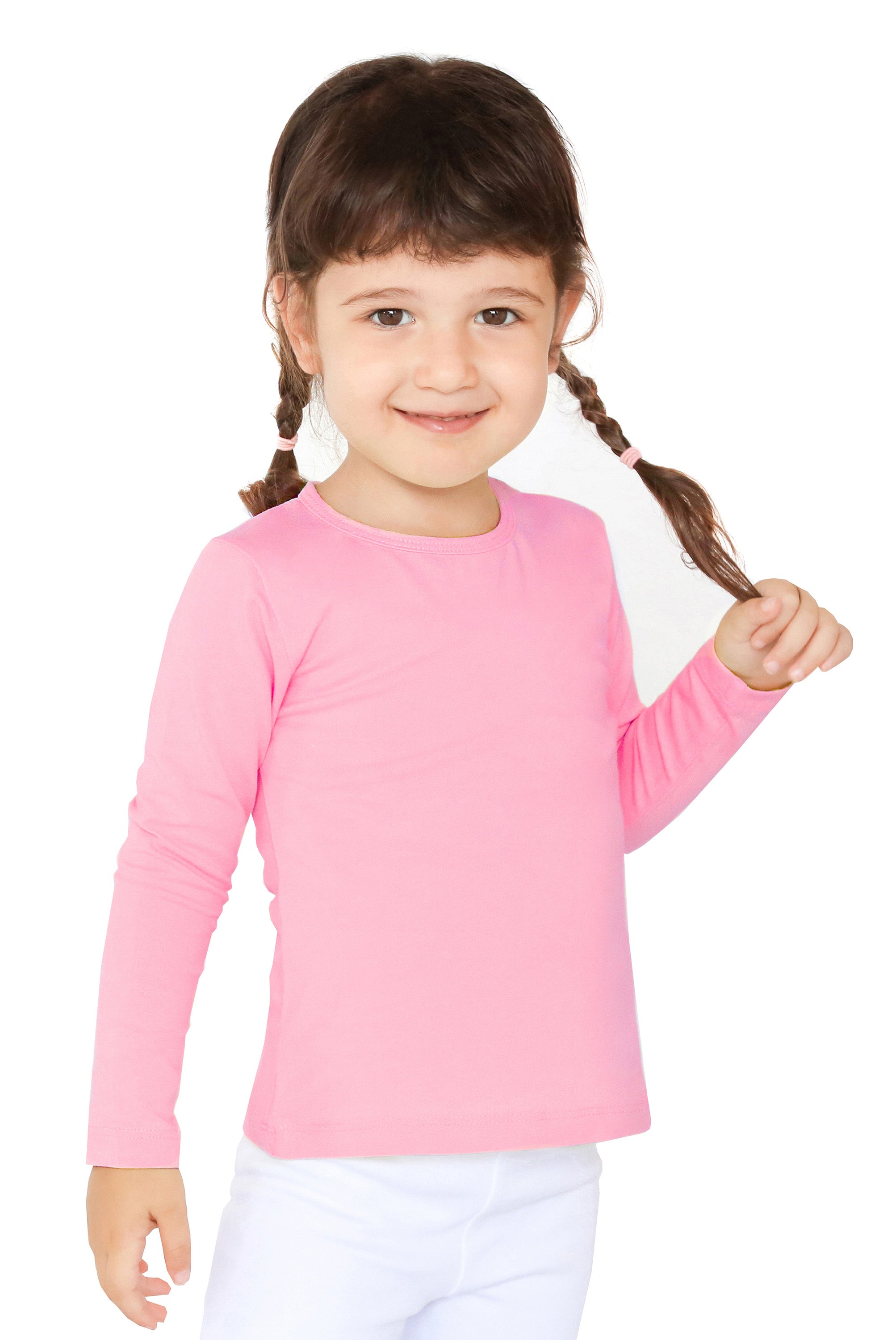 Girls' Basic Crewneck Long Sleeve Cotton T-Shirt / 8 to 10 Years LILAX