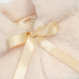 Puffy cozy girls’ bolero jacket with oversized collar and tied bow; perfect girls christmas dress and Christmas gift ideas