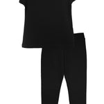 Basic Short Puff Sleeve Cotton T-Shirt and Leggings Set 10-12 Years lilax