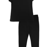 Basic Short Puff Sleeve Cotton T-Shirt and Leggings Set 10-12 Years lilax