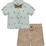 Baby & Toddler Boys' Summer Outfit - Button-Down T-Shirt, Matching Bowtie, and Short Set