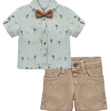 Baby & Toddler Boys' Summer Outfit - Button-Down T-Shirt, Matching Bowtie, and Short Set